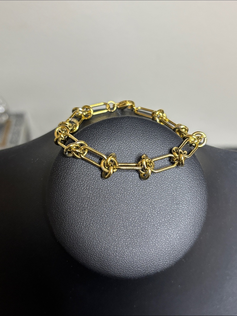 Stainless Steel Gold Tone Knot Link Chain Bracelet for Women Dainty